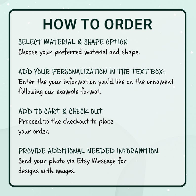A light green informational graphic with dark green text titled HOW TO ORDER.
