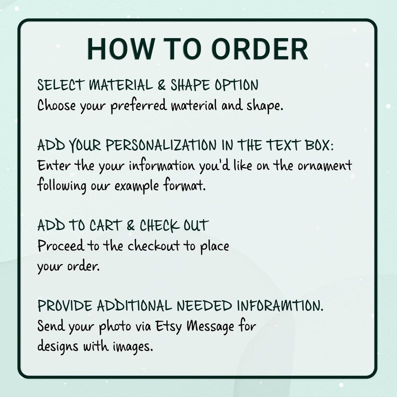 A light green informational graphic with dark green text titled HOW TO ORDER.