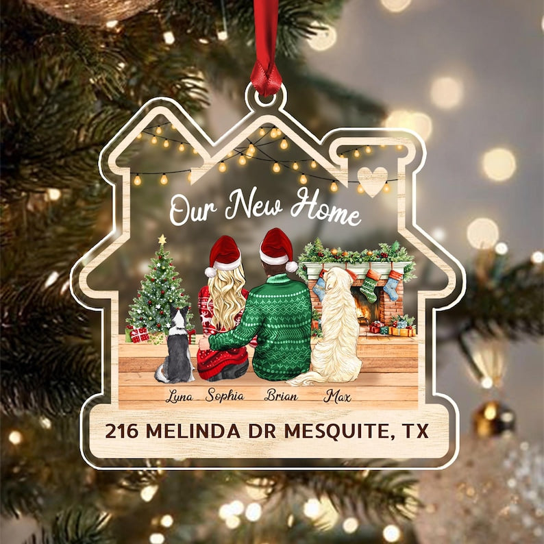 New Home Couple & Dog Christmas Ornament