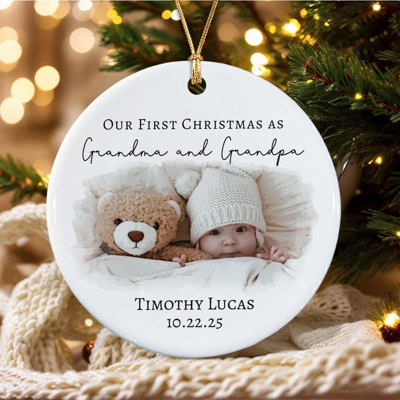 Grandparents First Christmas Photo Ornament