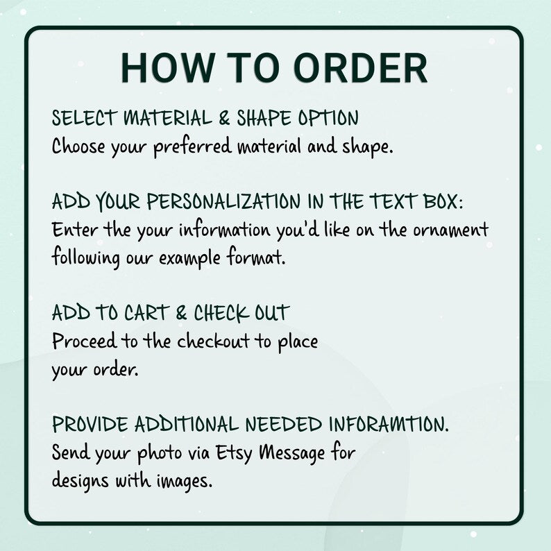 A light green informational graphic with dark green text titled HOW TO ORDER.