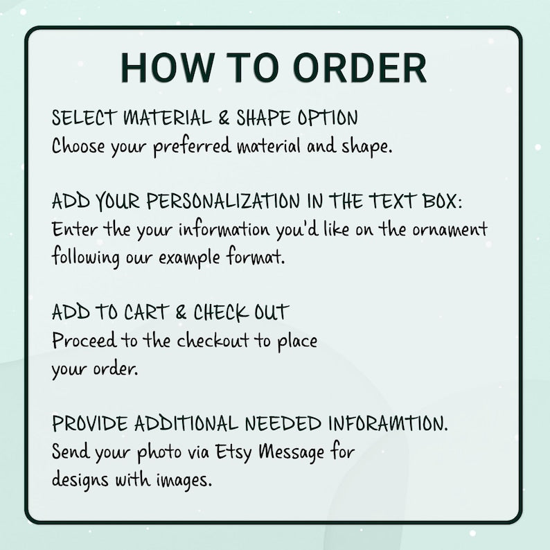 A light green informational graphic with dark green text titled HOW TO ORDER.