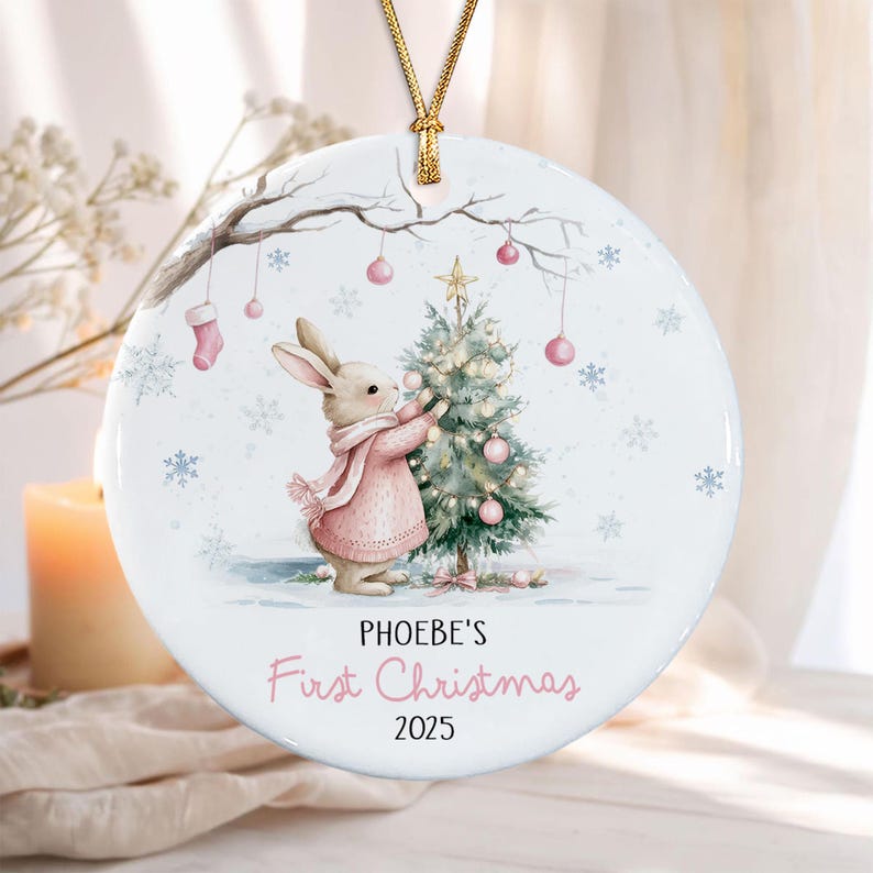 Baby Bunny First Christmas Ceramic Ornament