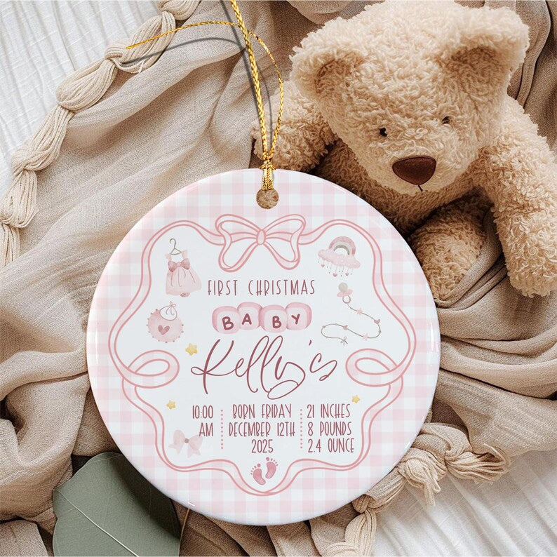 Baby Boy & Girl Birth Stats Ornament