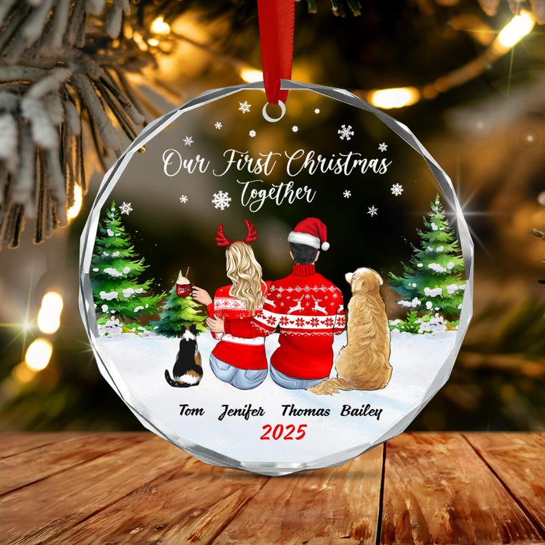 Couple & Pets First Christmas Ornament