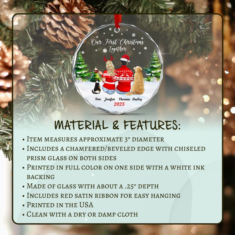 Couple & Pets First Christmas Ornament