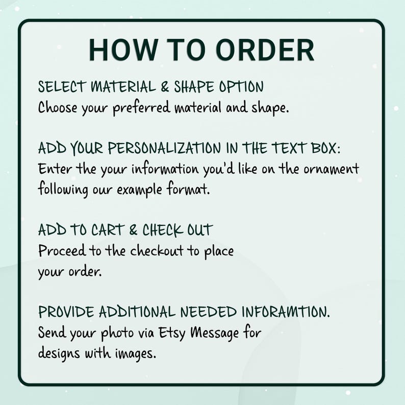A light green informational graphic with dark green text titled HOW TO ORDER.