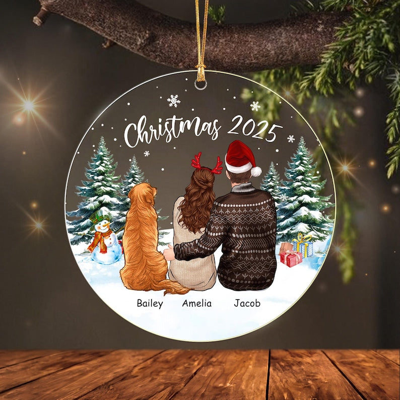 Couple & Dog Our First Christmas Ornament