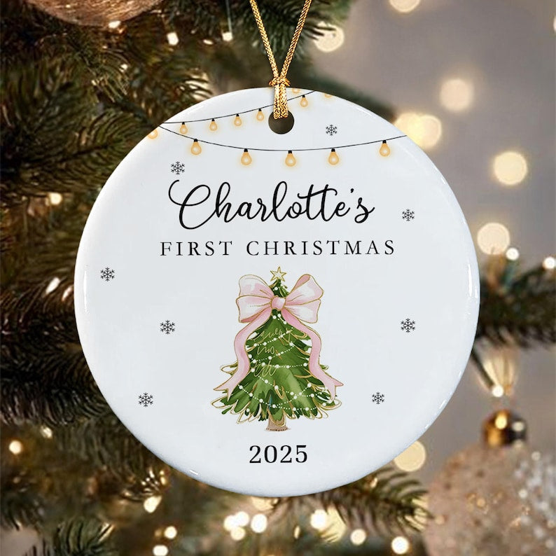 Baby Girl Custom Name Christmas Ornament