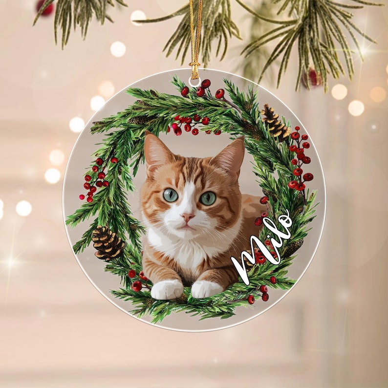 Cat Photo Christmas Ornament 2026