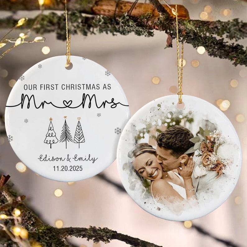 First Married Mr & Mrs Photo Ornament