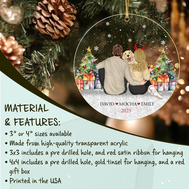 Couple & Dog First Christmas Acrylic Ornament