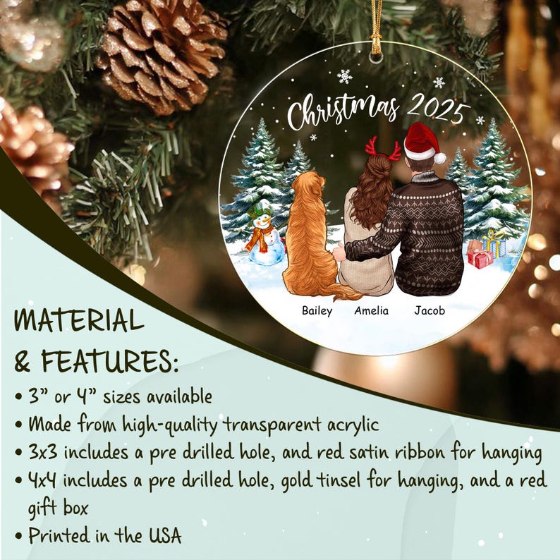Couple & Dog Our First Christmas Ornament