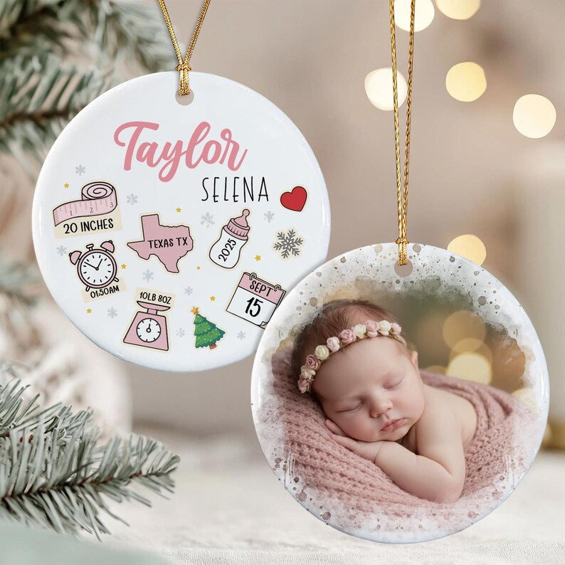 Baby First Christmas Birth Stats Ornament