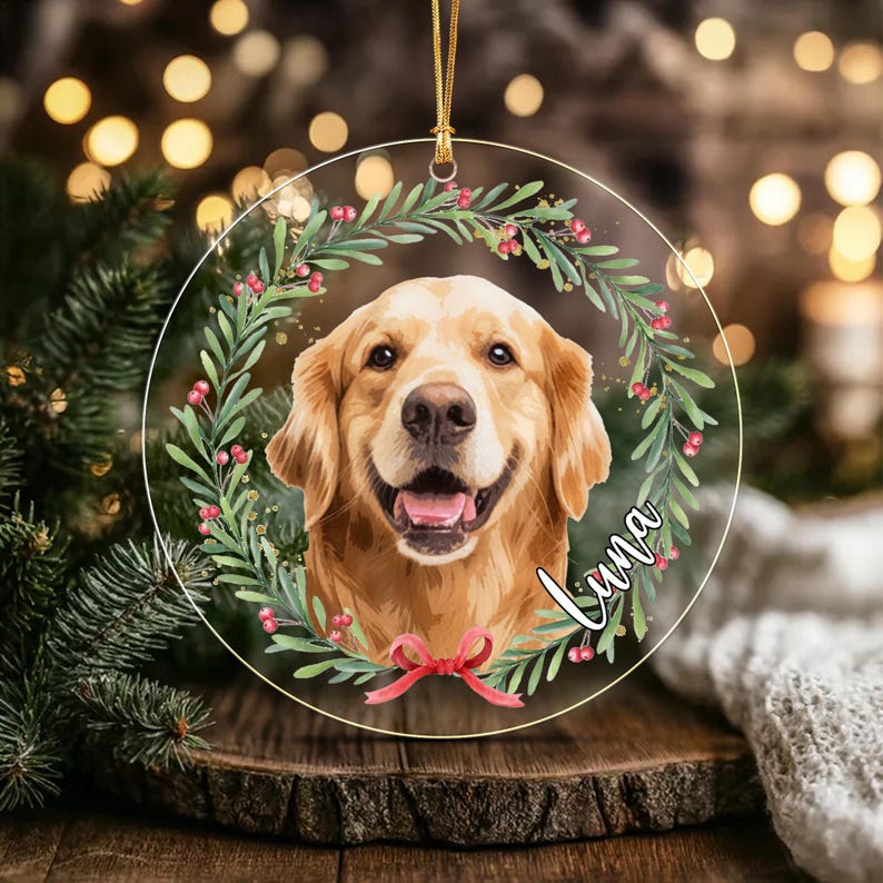 Custom Dog Photo Portrait Keepsake Ornament