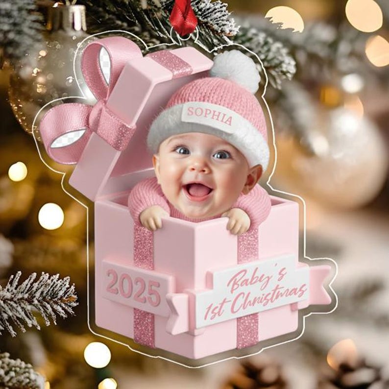 Newborn Giftbox Photo Acrylic Ornament