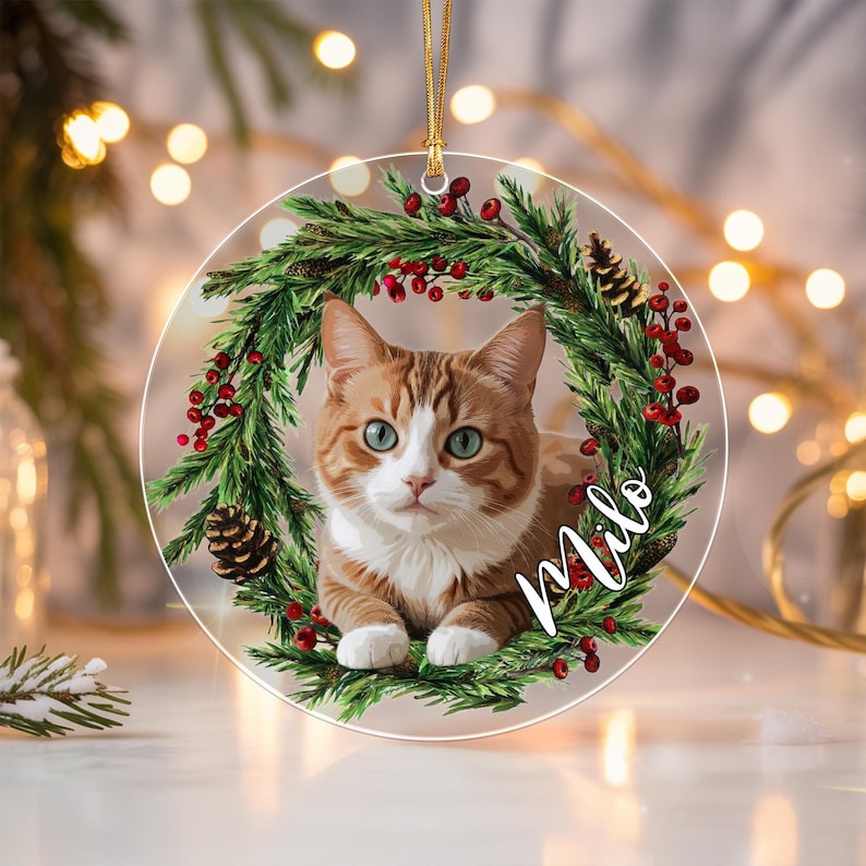 Cat Photo Christmas Ornament 2026