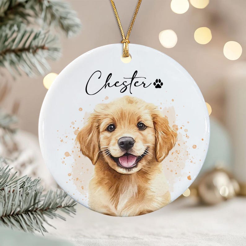 Personalized Watercolor Dog Photo Ornament