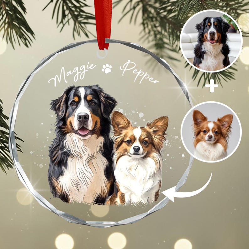 Custom Pet Portrait from Photos Ornament