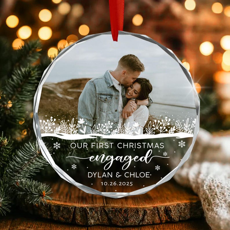 First Engaged Christmas Photo Ornament 2025