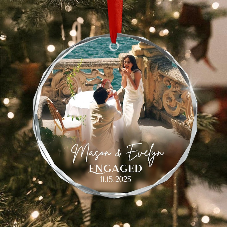 Personalized First Christmas Engaged Ornament