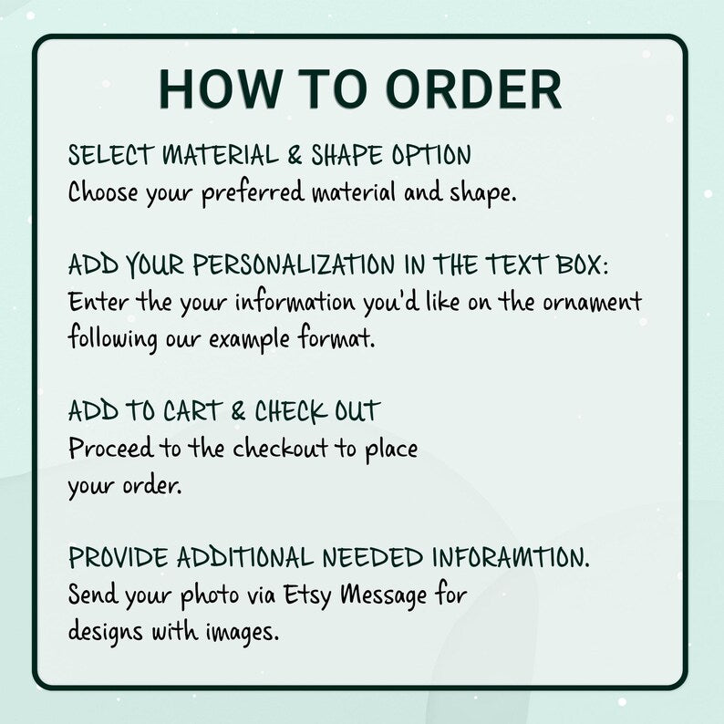 A light green informational graphic with dark green text titled HOW TO ORDER.
