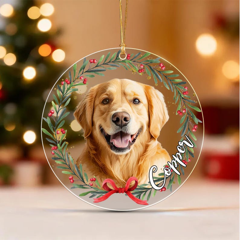 Custom Dog Photo Christmas Ornament 2026