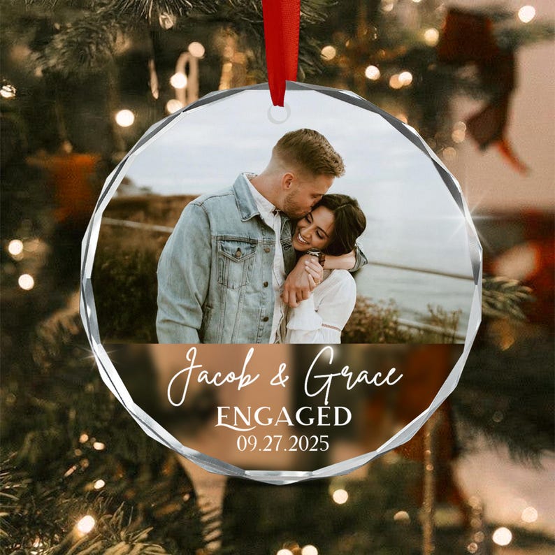 Personalized Engaged Photo Ornament 2026