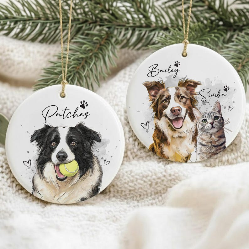 Dog Watercolor Christmas Portrait Ornament 2026