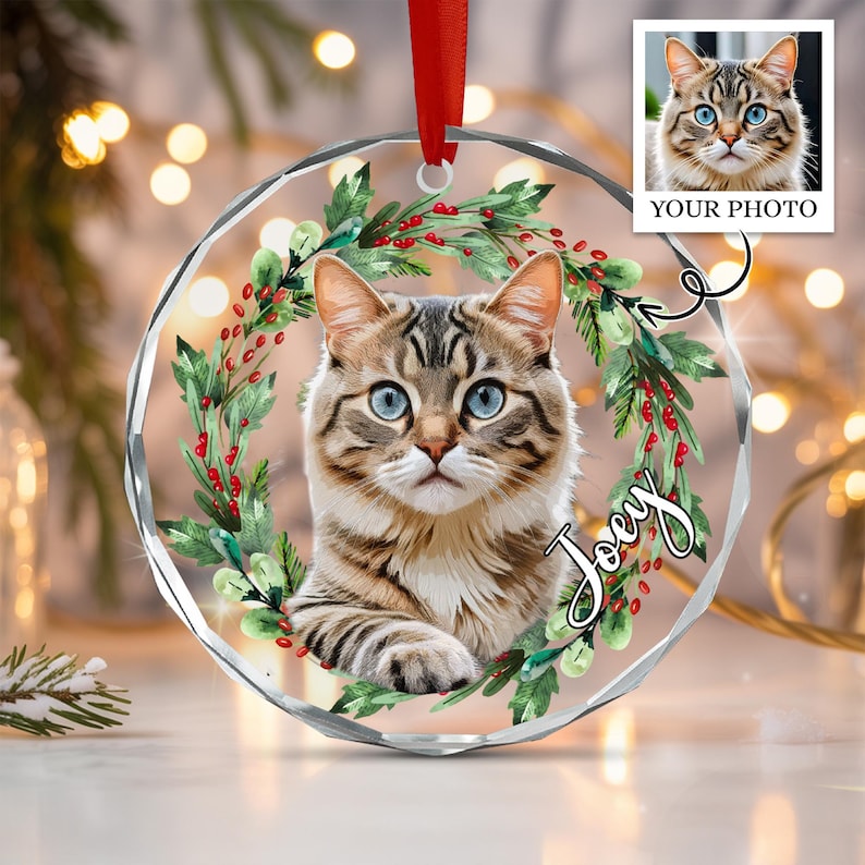 Custom Cat Photo Personalized Ornament