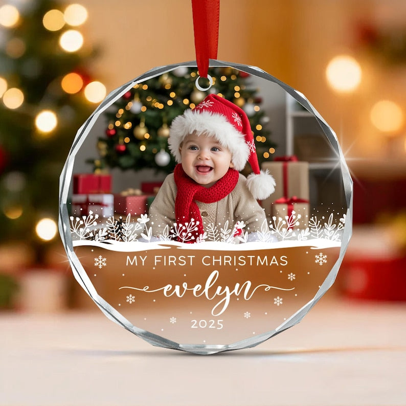 Baby Photo & Name Christmas Ornament 2026