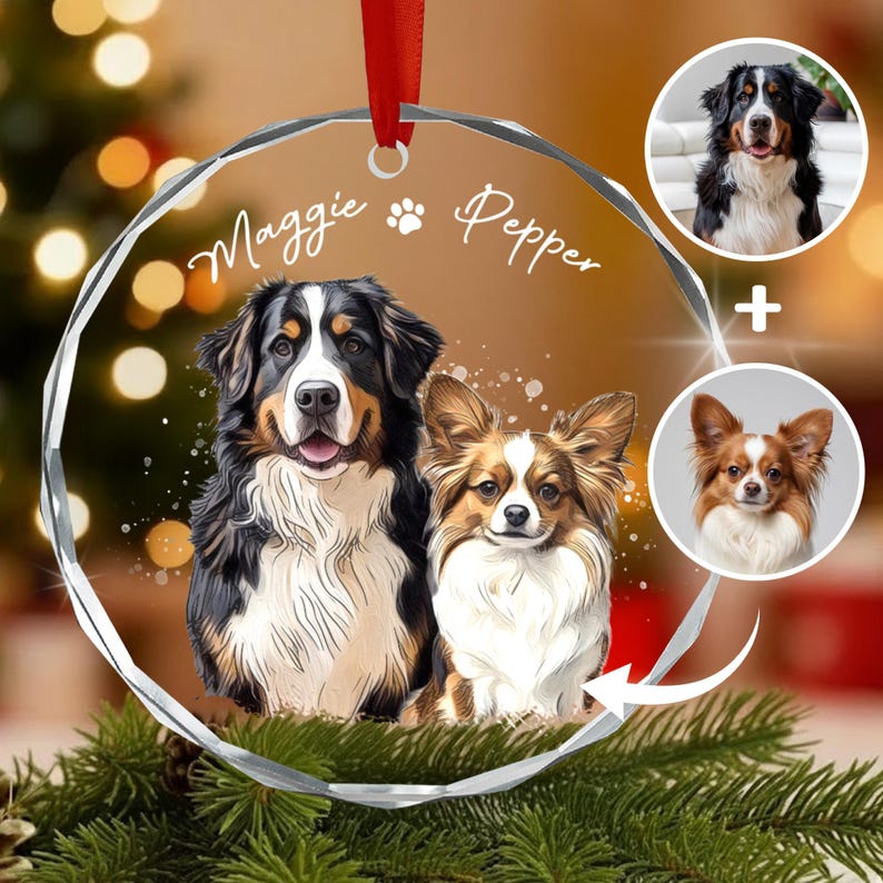 Custom Pet Portrait from Photos Ornament