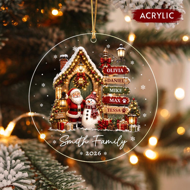 Family & Pets Custom Names Ornament 2026