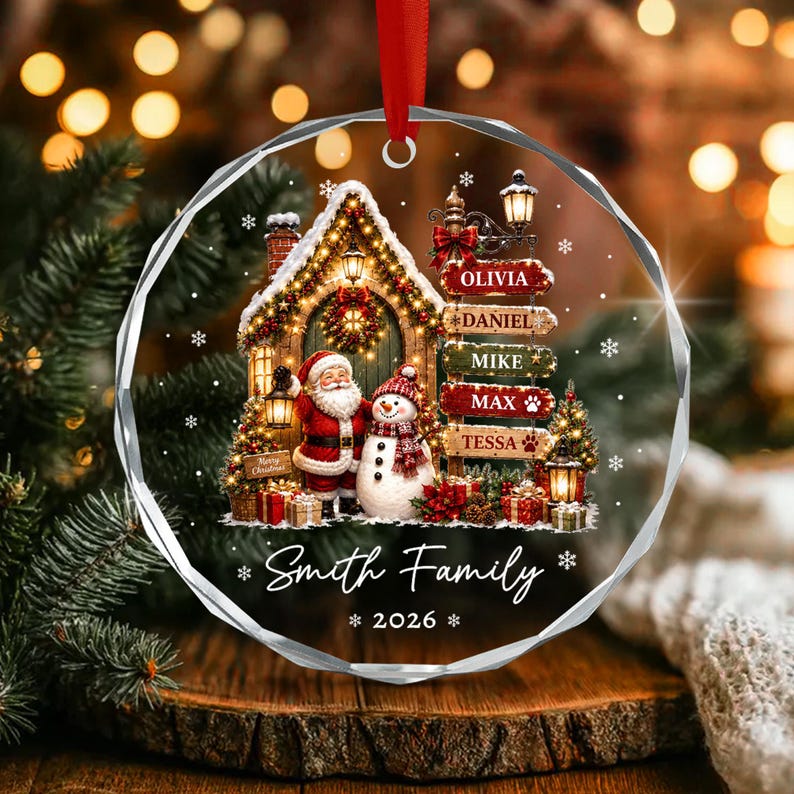 Family & Pets Custom Names Ornament 2026