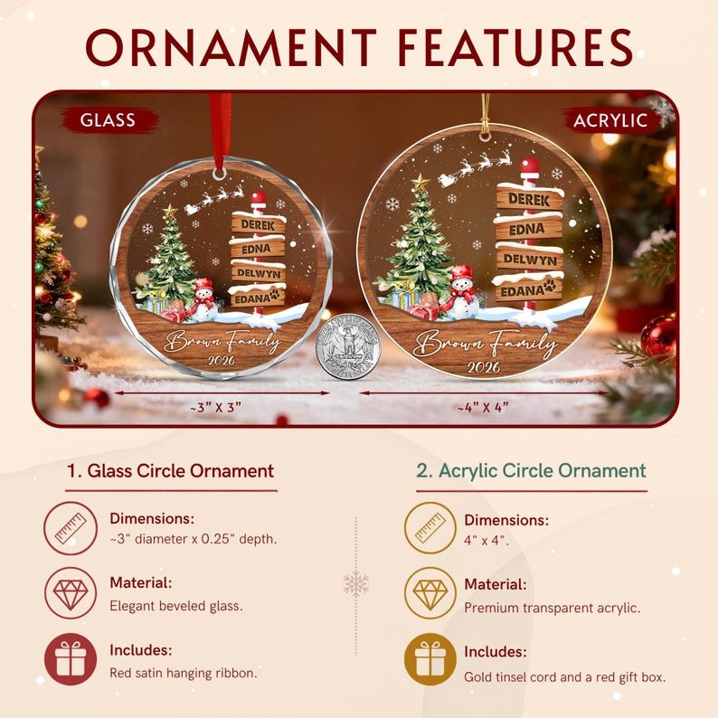 Family Names Winter Scene Ornament