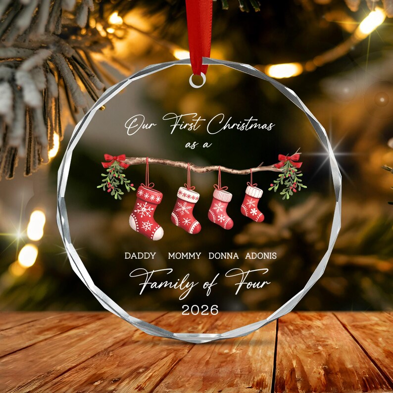 Family of 4 Watercolor Stocking Ornament