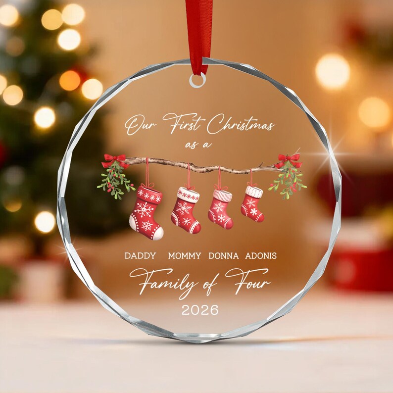 Family of 4 Watercolor Stocking Ornament