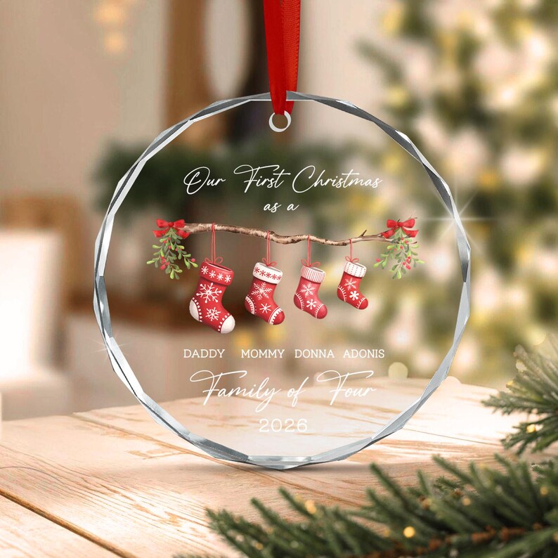 Family of 4 Watercolor Stocking Ornament