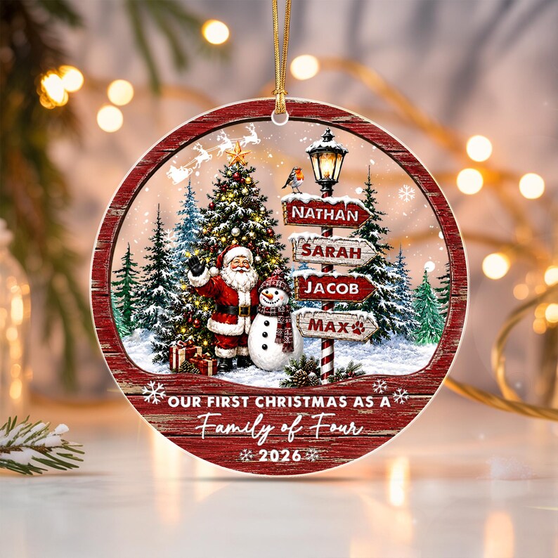 Family of 4, 5 or 6 Name Ornament
