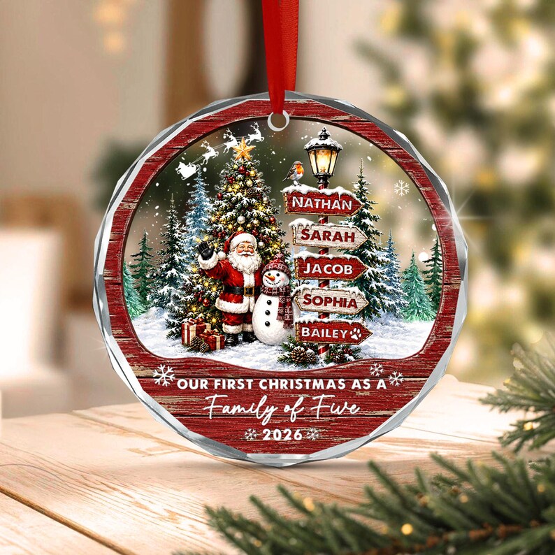 Family of 4, 5 or 6 Name Ornament
