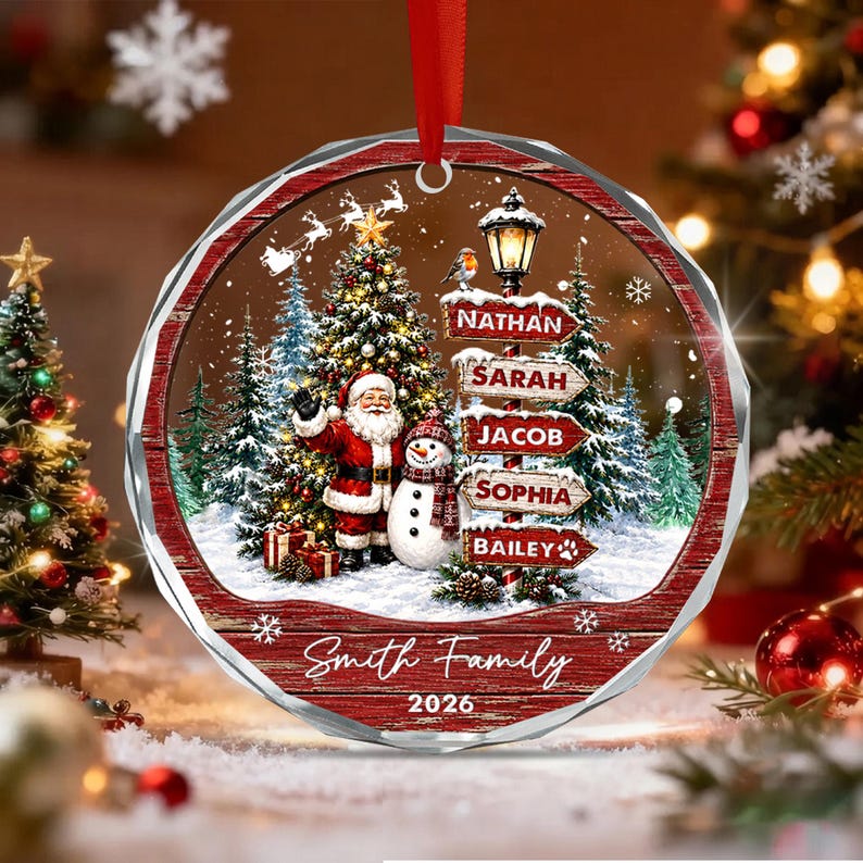 Family Name Signpost Christmas Ornament