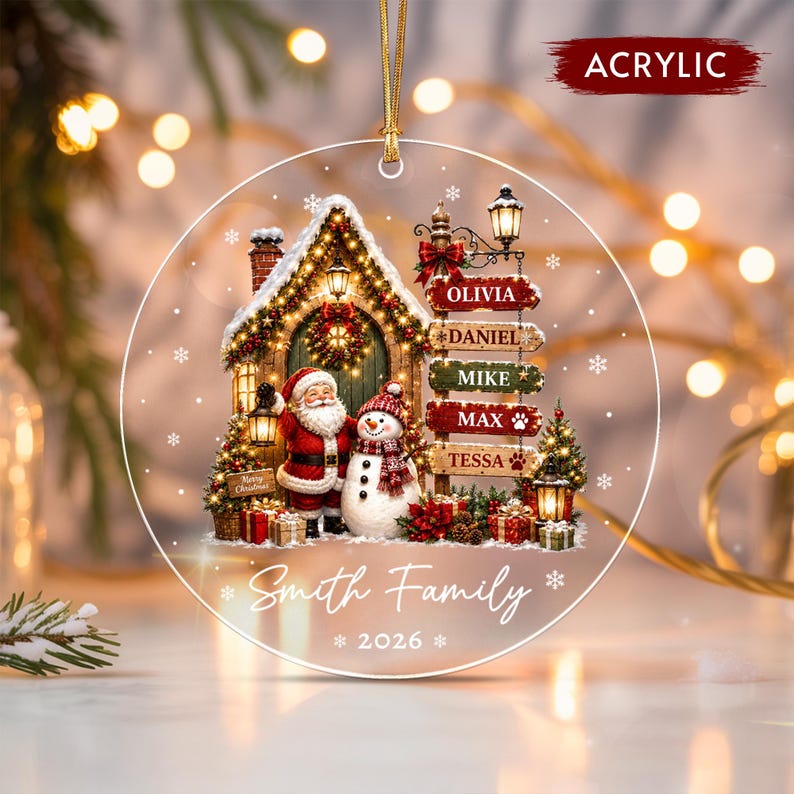 Family & Pets Custom Names Ornament 2026