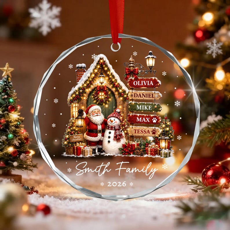 Family & Pets Custom Names Ornament 2026