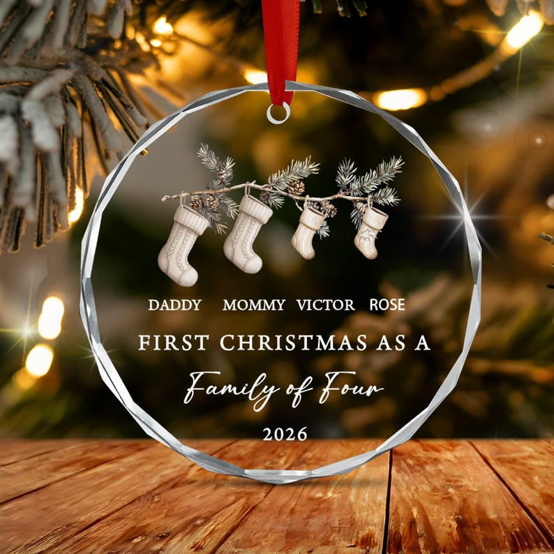 Family of 4 Knitted Stocking Ornament