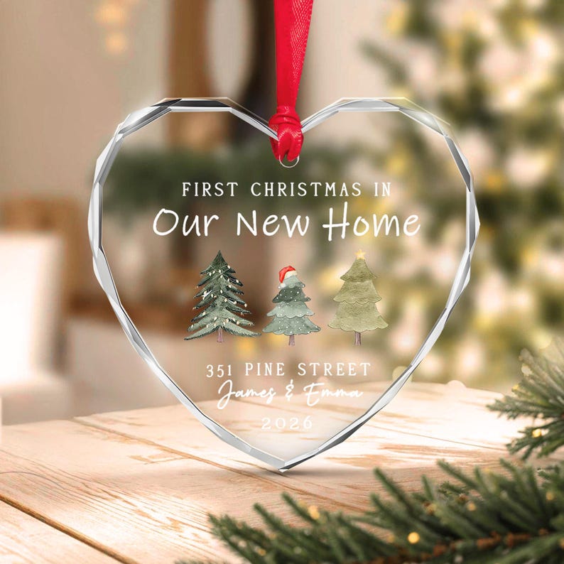 First Christmas Home Heart Glass Ornament