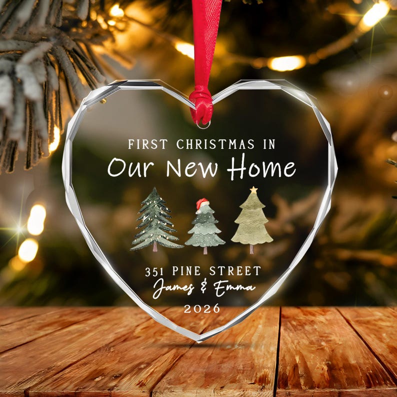 First Christmas Home Heart Glass Ornament