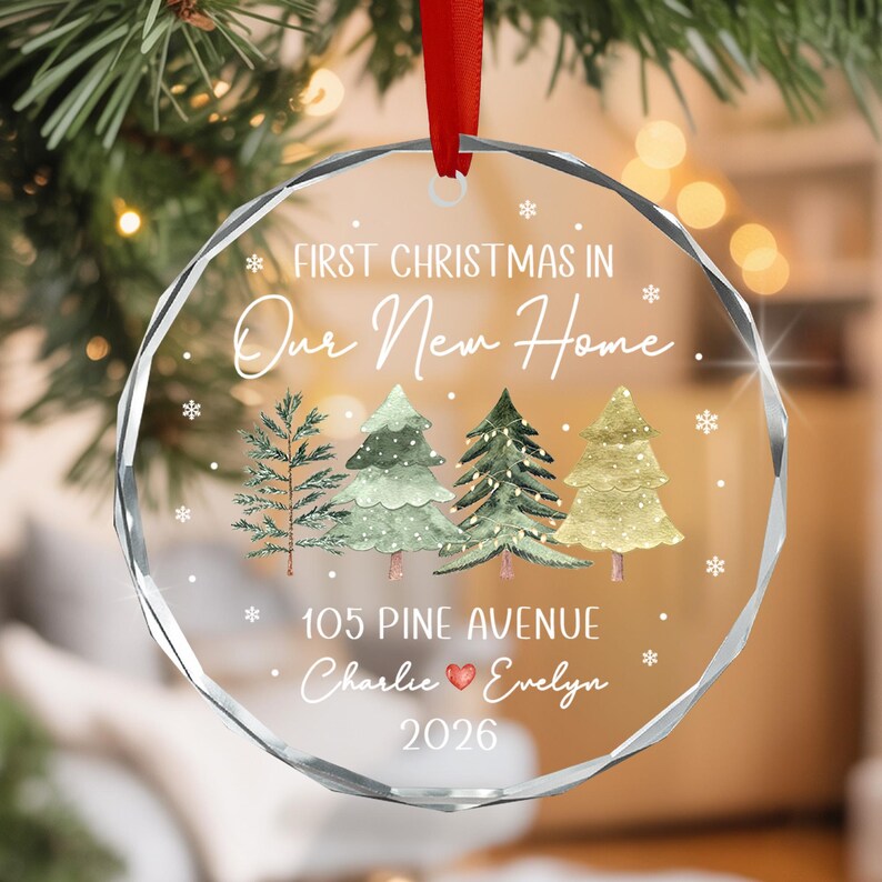 New Home Couple Crystal Glass Ornament