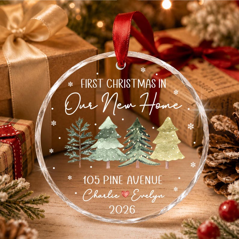 New Home Couple Crystal Glass Ornament
