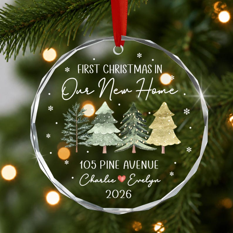 New Home Couple Crystal Glass Ornament