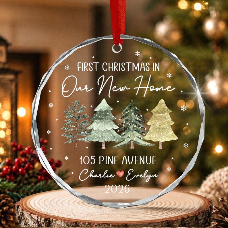 New Home Couple Crystal Glass Ornament